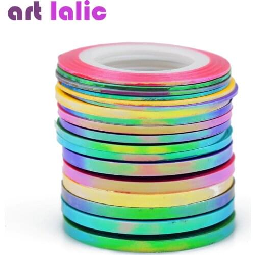 3Pcs/6Pcs Nail Striping Tape Line Stickers Mermaid Candy Color Design Adhesive Nail Roll Decals For Manicure DIY Tools