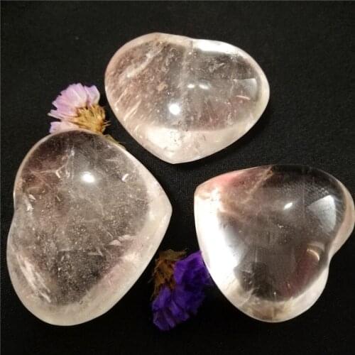 3pcs Natural Quartz Crystal Heart shaped Healing stones heart clear quartz crystal heart gift for chakra set