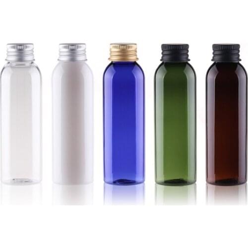 50pcs 60ml Gold Silver Black Aluminum Screw Cap Bottles Small Size For Travel Packaging Lotion Toner Shampoo Plastic Container