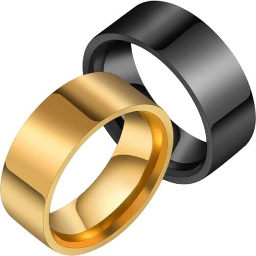 8mm Stainless Steel Black Rings Customized Engrave Letter Smooth Simple Wedding Couples Rings Bijouterie For Man Women