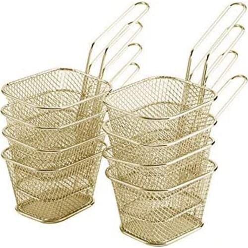 8 PCS Mini Food Strainer Basket,for Chips/Onion Rings,Square Stainless Steel Chip Fryer Basket,Frying Accessories