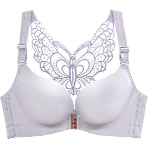 ABCDE Cup Oversized Bra Cup Bra Front Buckle Butterfly Back Comfortable Breathable Shrink Adjustment 115E 7 Colors