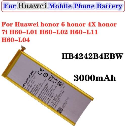 3000mAh HB4242B4EBW For Huawei Honor 6 / Honor 4X / Honor 7i / Shot X Cell Phone Battery High Capacity Replacement Batteries