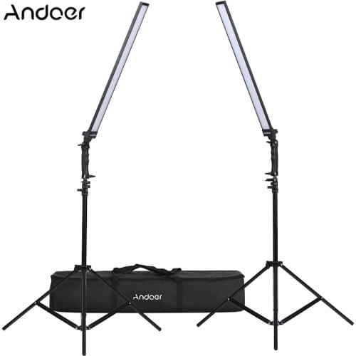 Andoer Photography Studio LED Lighting Kit Dimmable LED Video Light Handheld Fill Light with Light Stand 36W 5500K CRI90