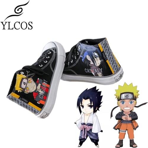 Anime Naruto Uchiha Sasuke Uzumaki Naruto Canvas Shoes For Unisex High Top Canvas Boots
