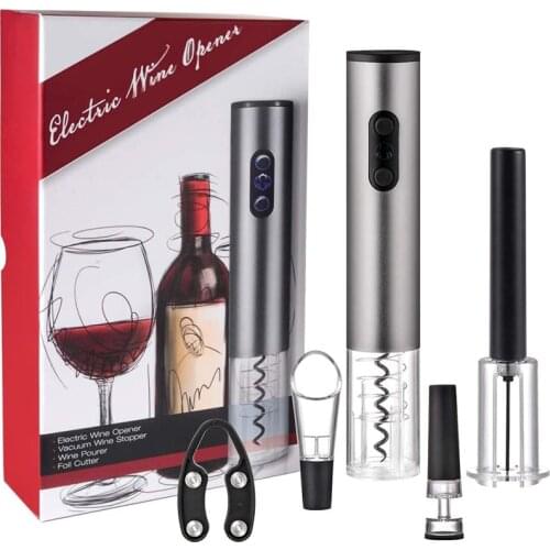 5 in1 Wine Electronic Bottle Opener Gift Set Wine Air Pressure Pump Bottle Opener Foil Cutter Wine Aerator Pourer Vacuum Stopper