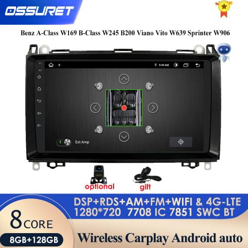 Car Multimedia Player Android 10 2 Din GPS Autoradio For Mercedes Benz B W245 B150 B160 B170 B180 B200 B55 Sprinter 2G+32G WIFI