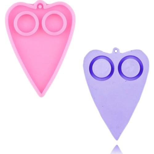 Shiny Heart Shaped Defense Silicone Mold Epoxy Resin Craft Keychain Molds Polymer Clay Necklace Charms Making Jewelry Mould