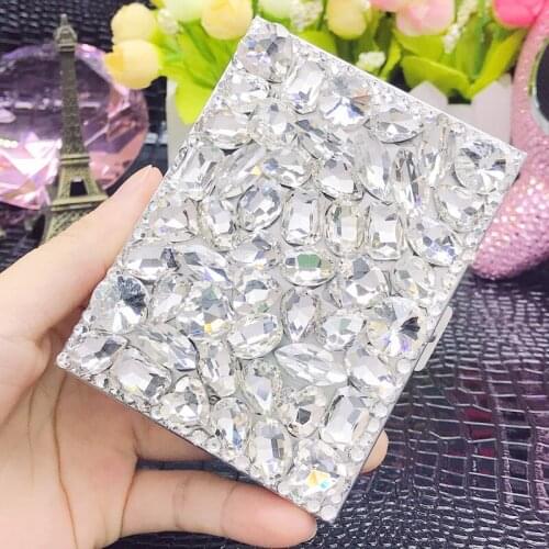 Shiny Crystal Diamond Fashion Lady Cigarette Case Slim Metal Portable Smoking Box Holder For 9/12 Sticks Storage Women Gifts