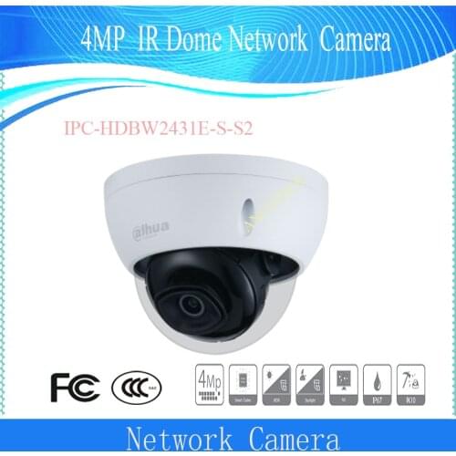 Free Shipping DAHUA 4MP WDR IR Mini Dome Network Camera with 2.8mm and 3.6mm Lens DH-IPC-HDBW2431E-S-S2 In Stock