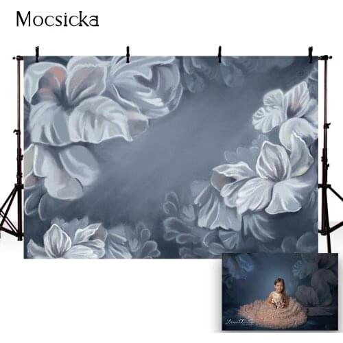 White Floral oil painting photography backdrop abstract texture photo booth background studio Hand-drawn photographic studio
