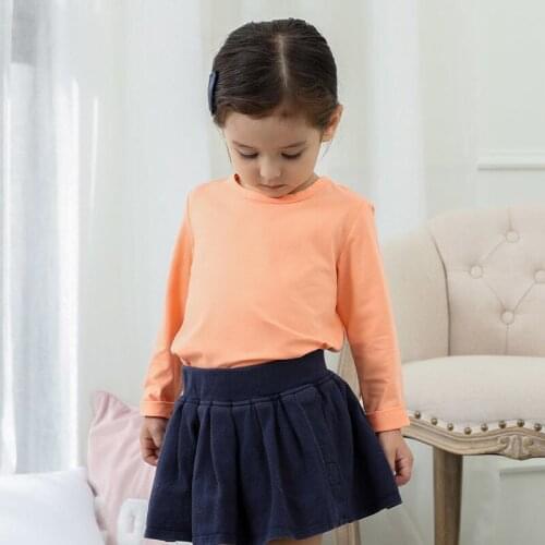 T Shirt For Kids 100% Cotton Childrens Spring Autumn Solid Color Girls Bottoming Clothes Baby Boy Loose Long Sleeve Top