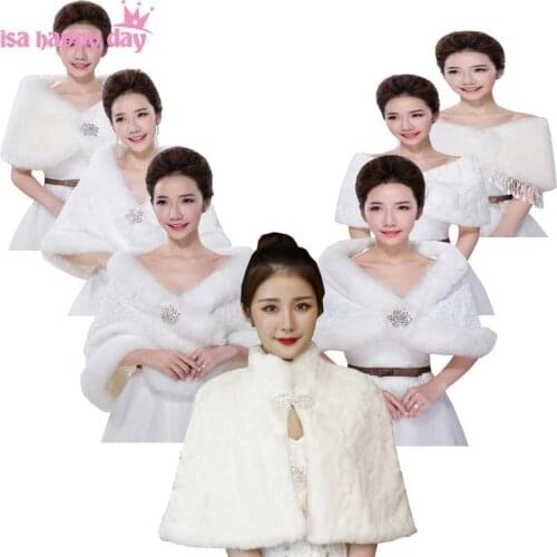 Hot Sale Warm faux fur Stoles Wedding Wrap Winter Wedding Bolero Jackets Bridal Coat Accessories Wedding Evening Cape Coat