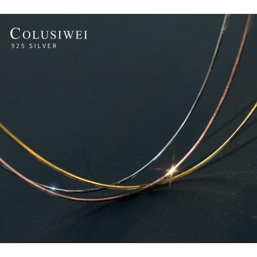 Colusiwei Authentic 925 Sterling Silver Simple Fashion 3 Color Snake Bone Chain Necklace for Unisex DIY Fine Jewelry Accessories