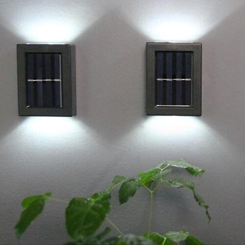 2pc Warm LED Solar Light Wall Lamp Solar Powered Sunlight IP65 Waterproof Light Sensor Outdoor Garden Street Decoration Lighting