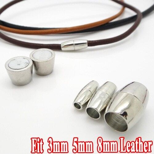 6sets fit for 3-5-8mm Magnetic Clasps Rhodium Plated Copper Based Strong DIY Jewelry Settings Leather Bracelets Connector