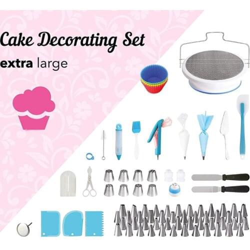 Meibum Cake Decorating Tools Pastry Nozzles Converter Cream Bag Turntable Scraper Icing Piping Tips Confectionery Baking Sets