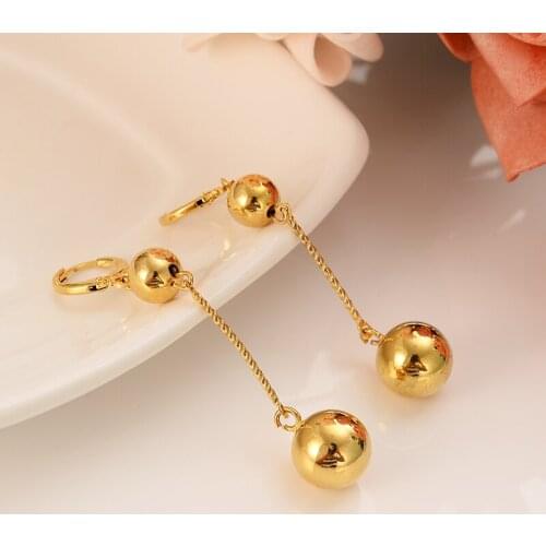 Lovely ball Earrings 24K Gold drop Earings For Women Girls african Jewelry Wedding Party Cool Fashion beads earrings kid gift