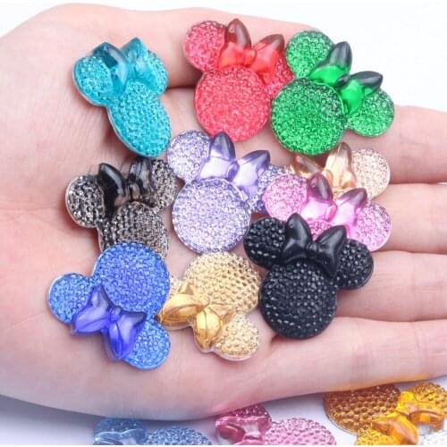 Minnie Head 20pcs 25x28mm Many Colors Resin Rhinestone Flatback Cabochon DIY Crafts Scrapbooking Jewelry Making Decorations