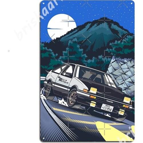 Initial D Takumi Fujiwara Hachiroku Downhill Attack Metal Signs Wall pub Cave pub Vintage Plates Tin sign Posters