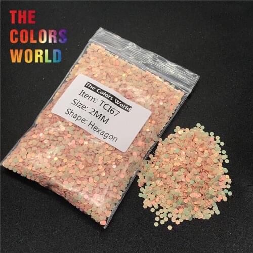 TCI67 Pearlescent Iridescent Shell Pink Color Hexagon Shape Nail Glitter Nail Art Decoration Nail Gel Henna DIY Cup Decoration