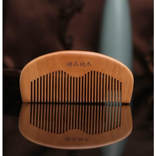 1pcs Anti-Static Comb Natural Peach Solid Wood Comb Engraved Peach Wood Healthy Massage Hair Care Tool Beauty Accessories