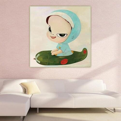 Yoshitomo Nara Cartoon Minimalist Canvas Art Scandinavian Japanese Artwork Picture Poster Hanging Decor for Baby Kids Room Decor
