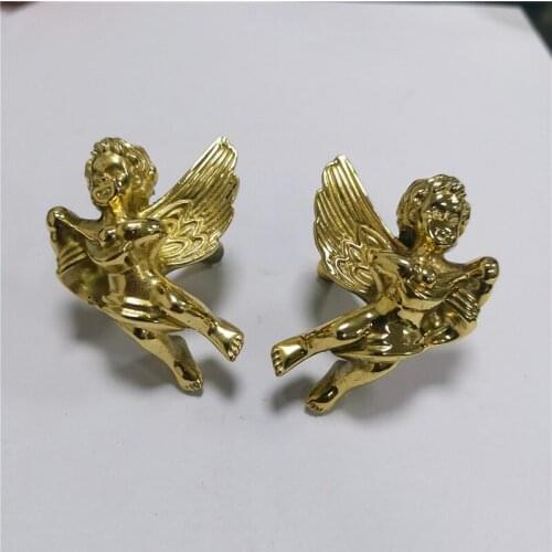European Style Little Angel Cabinet Door Wardrobe Handle Solid Brass Dresser Knob Pulls Diy Handmade Hardware Accessories