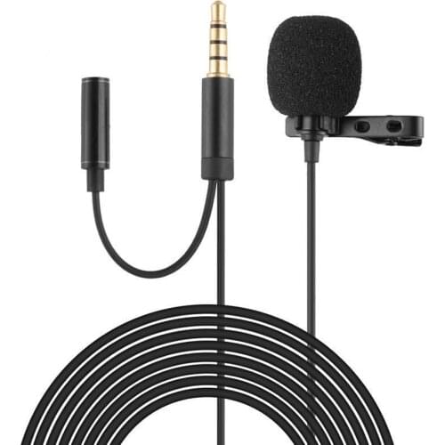 Ruitroliker 3M/9.8FT Lavalier Lapel Microphone 3.5MM Omnidirectional Lavalier Microphone for Smartphones Laptop PC-Black