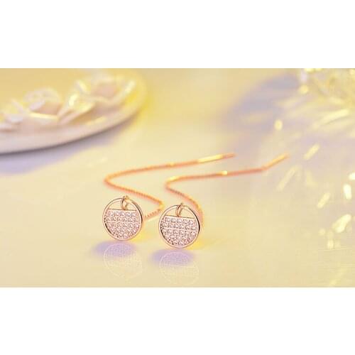 GE20 Shine Cubic Zirconia 925 Sterling Silver Lady Tassel Stud Earrings Jewelry Women Birthday Gift Cheap