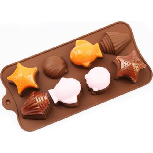 Silicone Mold Starfish shell Chocolate Mold Fondant Patisserie Candy Bar Mould Cake Mode Decoration Kitchen Baking Accessories