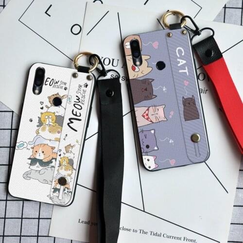 Cute Cat Silicone Case For Meizu M3 Max M5 M6 M8 M9 Note 9 Wrist Strap Stand Back Cover For Meizu M3s M5S M6s M5C A5