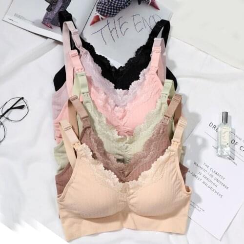 Tianlanzhong Sexy Lace Wireless Breastfeeding Nursing Bras For Women Lingerie Comfort Push Up Bra Adjusted Backless Bralette