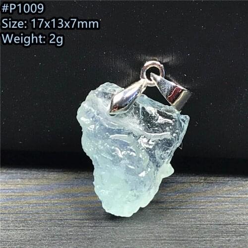 Top Natural Ocean Blue Aquamarine Stone Necklace Pendant Jewelry For Women Lady Man Crystal Silver 19x15x8mm Beads Stone AAAAA