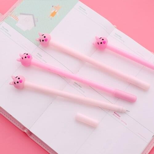Creative Cute Cartoon Powder Piglet Neutral Pen Animal Cartoon Signature Pen Germination Silica Gel Pen Female Student Works