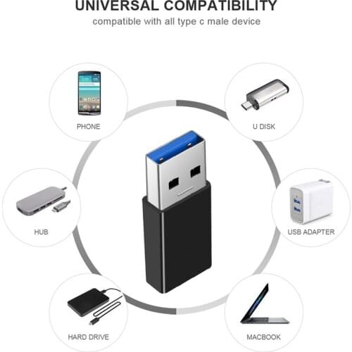 USB 3.1 Type C to USB 3.0 Type A Female-to-Male OTG Data Connector Cable Adapter Connector Standard Charging Data Transfer Charg