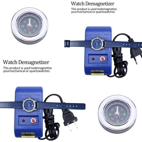AU / EU Plug Watch Demagnetizer Watch tool Watch Repair Tweezers Electrical Demagnetize Tool horloge gereedschap And Compass