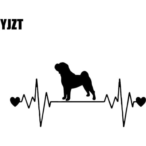 YJZT 17X8.1CM Funny Animal Car Sticker Shar Pei Lifeline Dog Heartbeat Vinyl Decal Black/Silver C24-1310