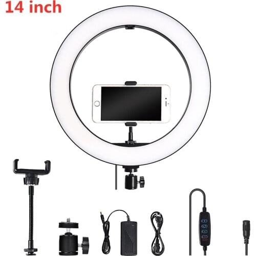 Dimmable LED Ring Light 14 inch 36cm Photography LED Dimmable Selfie Lighting For Makeup Video Live Studio With Phone Clip
