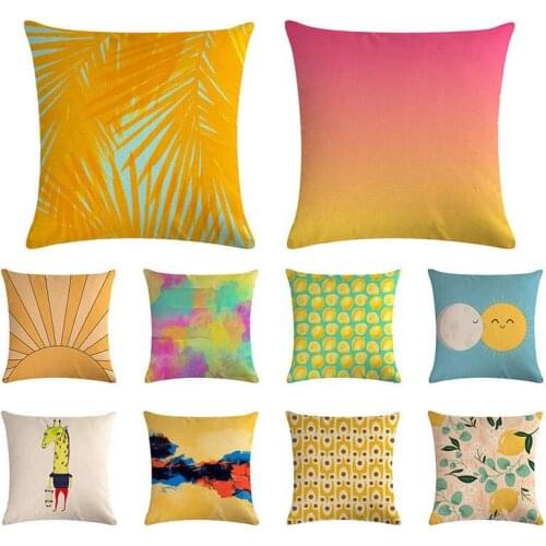 Yellow stripe Plaid cushion cover lemon French fries cushion cover car chair sofa office housse de coussin pillow case 45x45cm