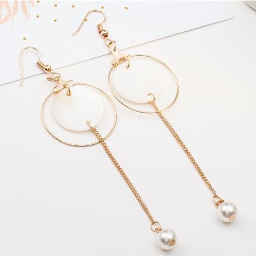 2020 Japan Korean Pearl Circle Earrings Geometric Simple for Women Hoop Earings Fashion Jewelry