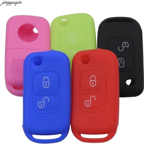 Jingyuqin 15ps Silicone Key Case Cover For Mercedes Benz E113 A C E S W168 W202 W203 Two 2 Buttons Flip Folding Car Accessories