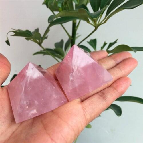 2pcs drop shipping Natural rose quartz Crystal gemstone pyramid meditation reiki healing chakra pink crystal pyramid fengshui