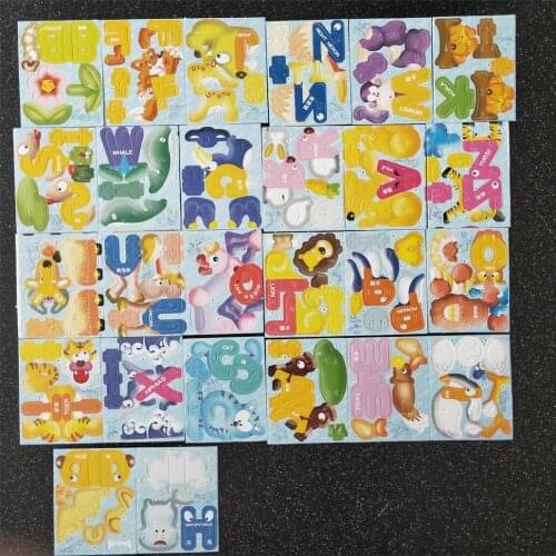 26 Pcs/set Hot Sale Kids Toys Cute Animal Shaped 3d Puzzle 26 English Letters Puzzle Kids Educational Toys for Children