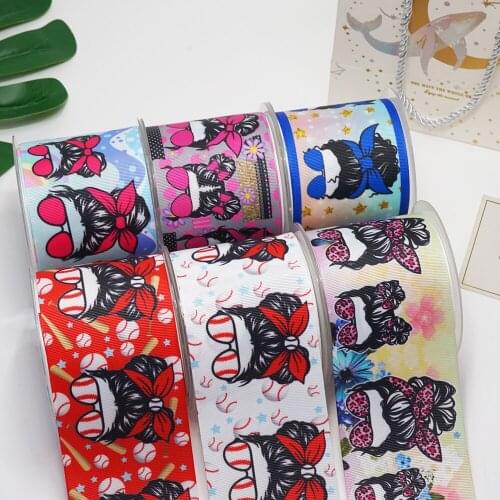 3 Inch 75 mm Cartoon Printed Grosgrain Ribbons For Hair Bows Craft Suppliers 53548