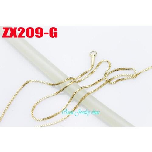 Small necklace golden color stainless steel necklace 1.2mm box chain fashion women necklace 20pcs ZX209DG