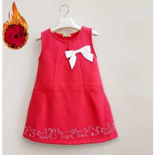 Childrens Cotton cartoon dress girl winter printing christmas dress for girl spring Autumn girl vest dress sleeveless
