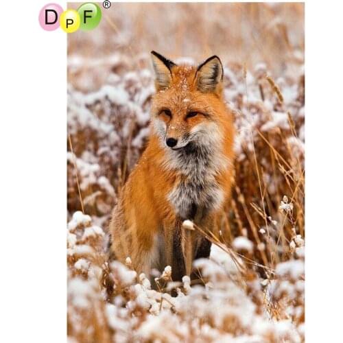 DPF DIY The snow fox 5D needlework diamond painting cross stitch home decor diamond mosaic full square crafts diamond embroidery