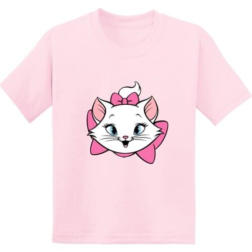 Cute Marie Cat Cartoon Funny Girls T Shirt Kawaii Kids Clothes Baby Summer Casual Tees Cotton Short Sleeve Children T-Shirt