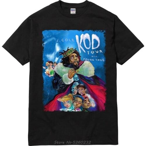 J Cole KOD Tour T Shirt Men Casual Cotton Short Sleeve Men 100% Cotton Print Shirts